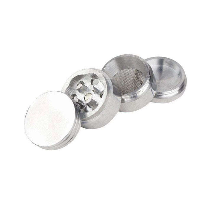 Metal herb grinder with multiple compartments and mesh screen for enhanced smoking experience