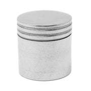 Cylindrical metal container with ridged lid, perfect for the best weed grinders