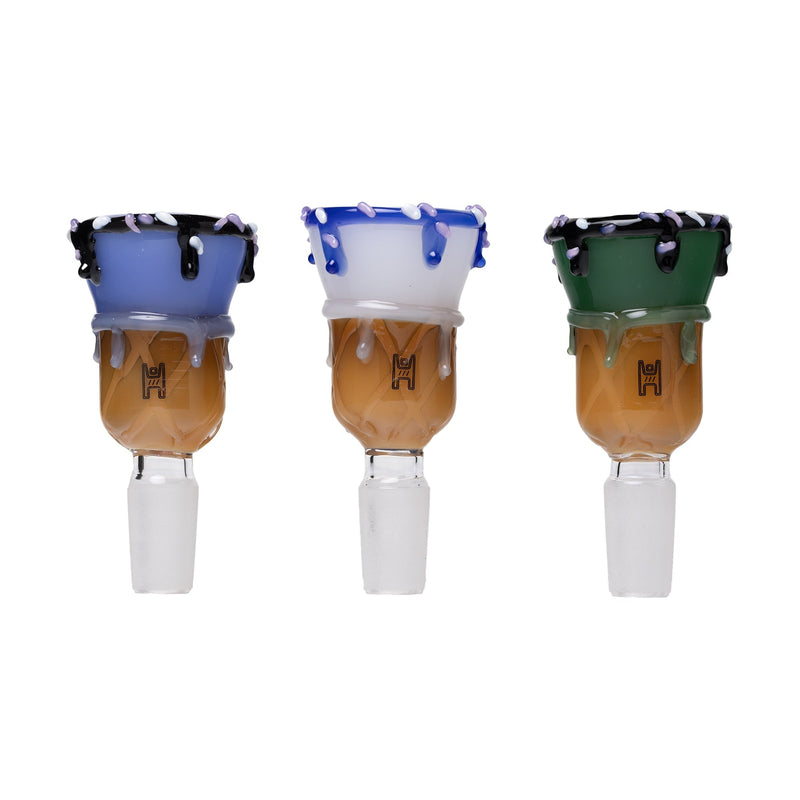 Bowls de Vidrio Diamond Cut 14mm Macho (Set x3)