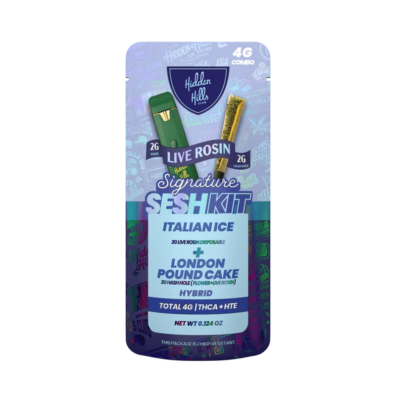SESH KIT - THCA - ITALLIAN ICE + LONDON POUND CAKE (HYBRID LIVE ROSIN 2G + 2G HASH HOLE)