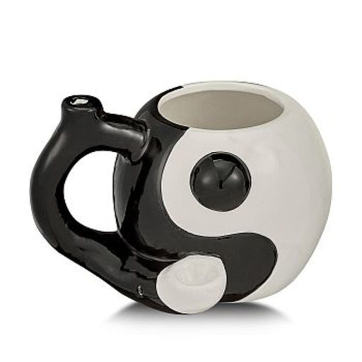 Ceramic Yin Ya Mug With Curved Handle – Classic 17 Oz Yin And Yang Design, Holds Approx 17oz