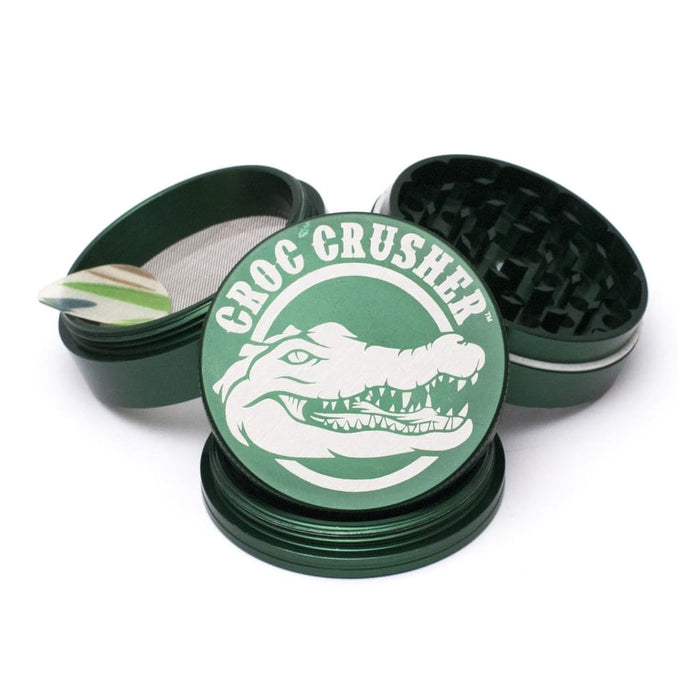 Croc Crusher Grinder With Crocodile Logo, Diamond Teeth, And Teflon Glide Ring On Lid