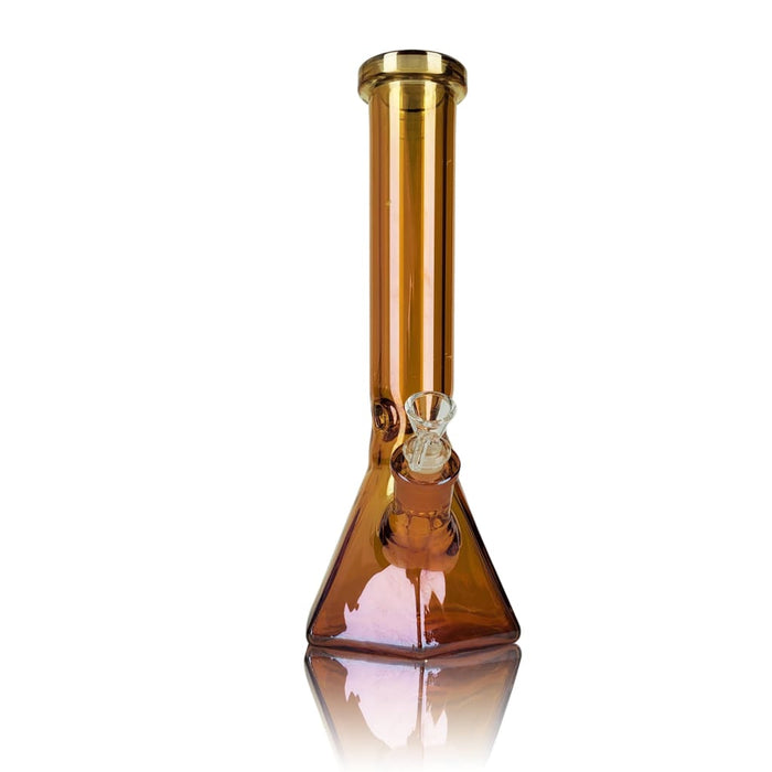 Sophisticated amber diamond base beaker water pipe with long neck for stylish smoking