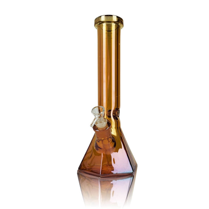 Amber glass beaker water pipe with diamond base design for an elegant smoking experience