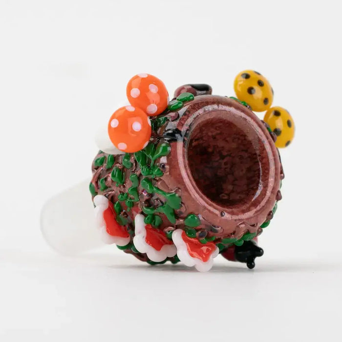 Empire Glassworks handcrafted Bugs Life 14mm glass bowl with vines