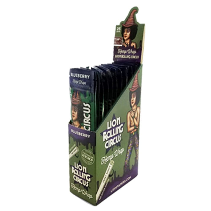 Display Box Of Lion Rolling Circus Blueberry-flavored Hemp Wraps – Natural & Additive-free