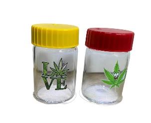 RECIPIENTE DE VIDRIO PARA WEED TAPA COLORES CON  LUZ LED