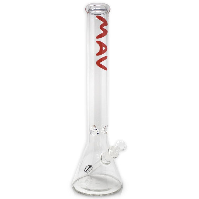 Glass B18 Beaker Toobs With Red Mav Logo On The Tube For Top Shelf Appeal