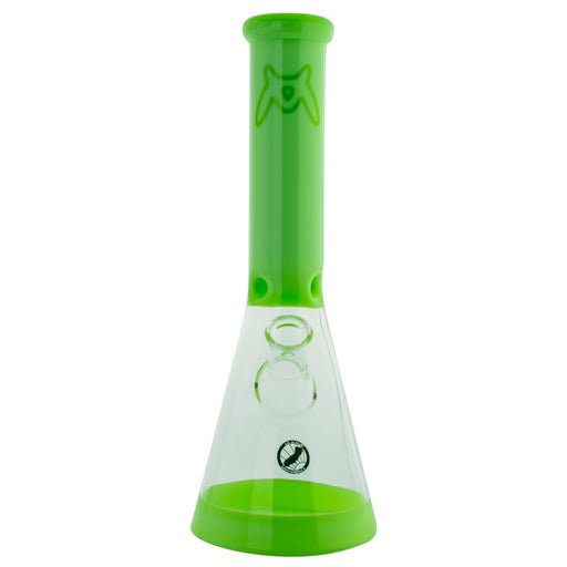 Green & clear glass Mav Glass B44 bong with a fly logo and 44mm mouth piece