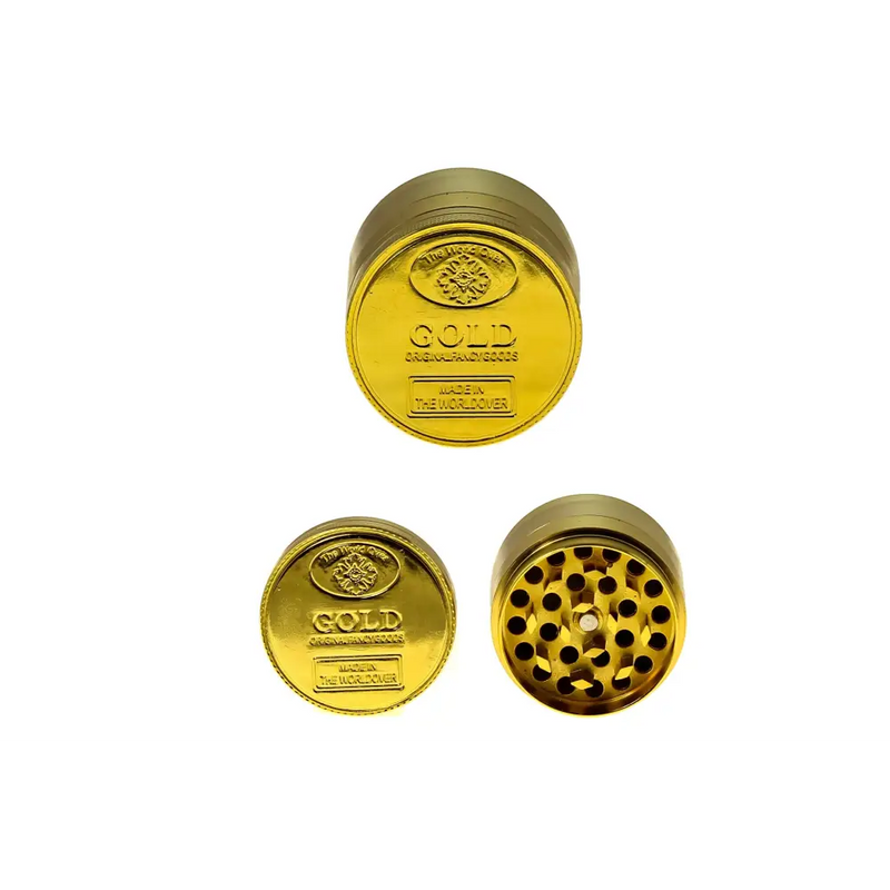 Grinder Moneda de Oro 50 mm 4 Piezas