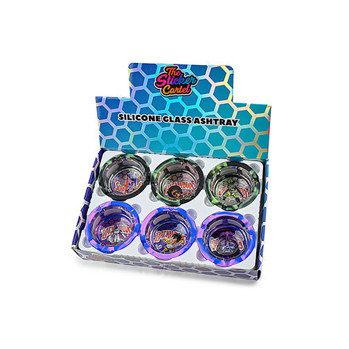 Cenicero de Vidrio Holográfico con Silicona (Set 6)