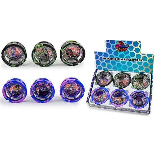 Cenicero de Vidrio Holográfico con Silicona (Set 6)