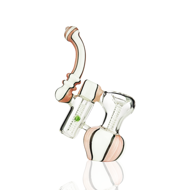 Bubbler Dual Chamber 7" Rosado y Blanco en Vidrio