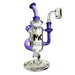 Glass inline recycler bong with purple accents and ’MK’ logo for Thanksgiving