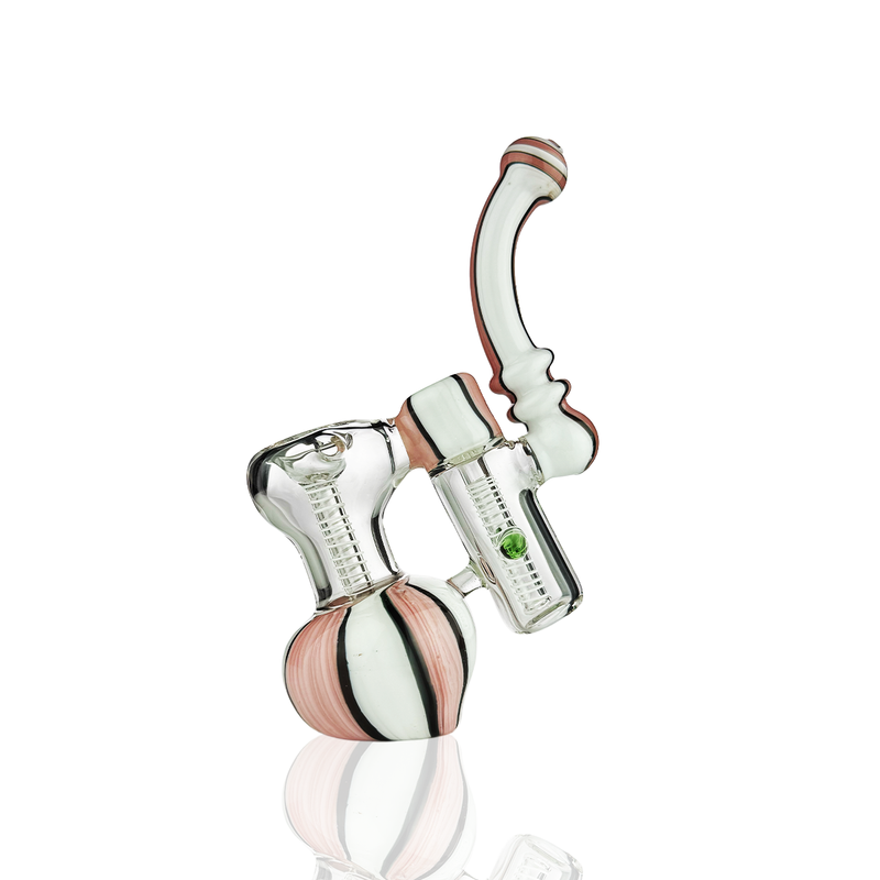 Bubbler Dual Chamber 7" Rosado y Blanco en Vidrio