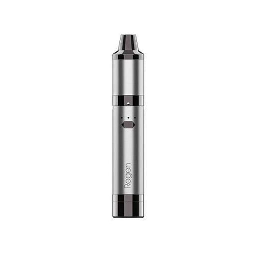 Sleek silver Yocan Regen Wax Vaporizer with triple quartz coil and silicone jar