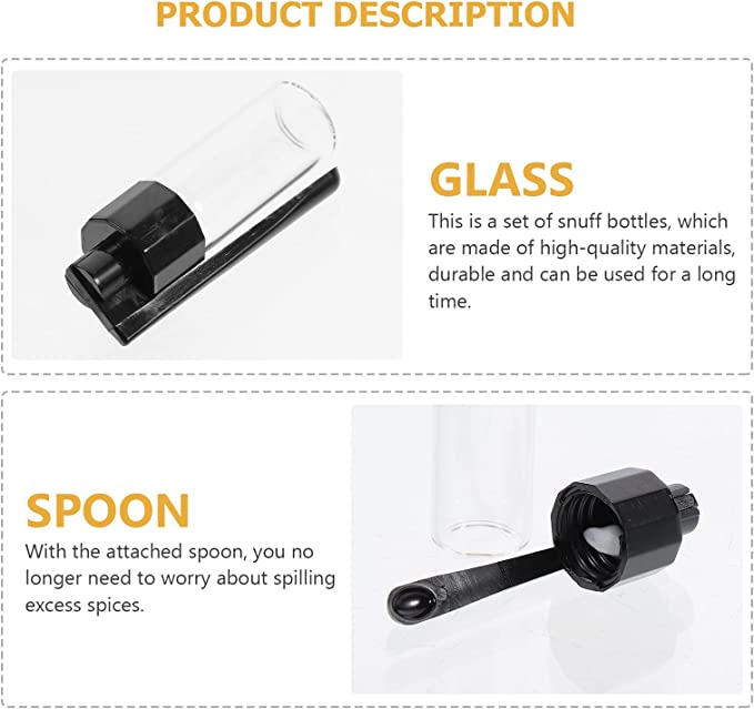 Artibetter 1 Set Snuff Bullets Snuff Bottle con Cuchara Dentro