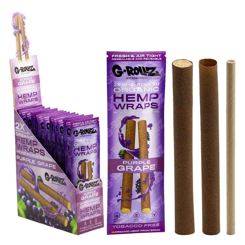 G-Rollz 2x Pre-Rolled Organic Hemp Wraps with Filters (15 Packs per box)