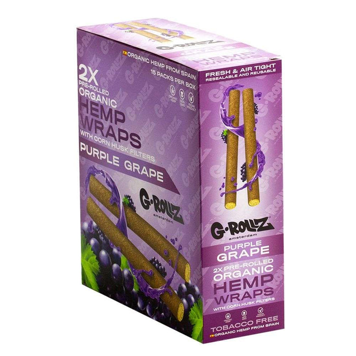 G-Rollz 2x Pre-Rolled Organic Hemp Wraps with Filters (15 Packs per box)