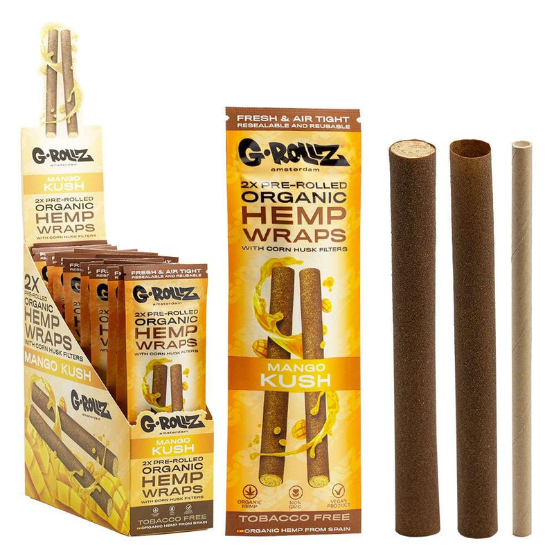 G-Rollz 2x Pre-Rolled Organic Hemp Wraps with Filters (15 Packs per box)