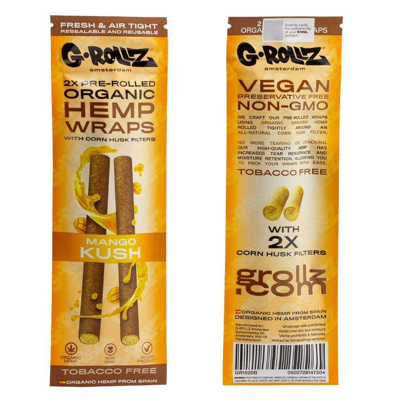 G-Rollz 2x Pre-Rolled Organic Hemp Wraps with Filters (15 Packs per box)