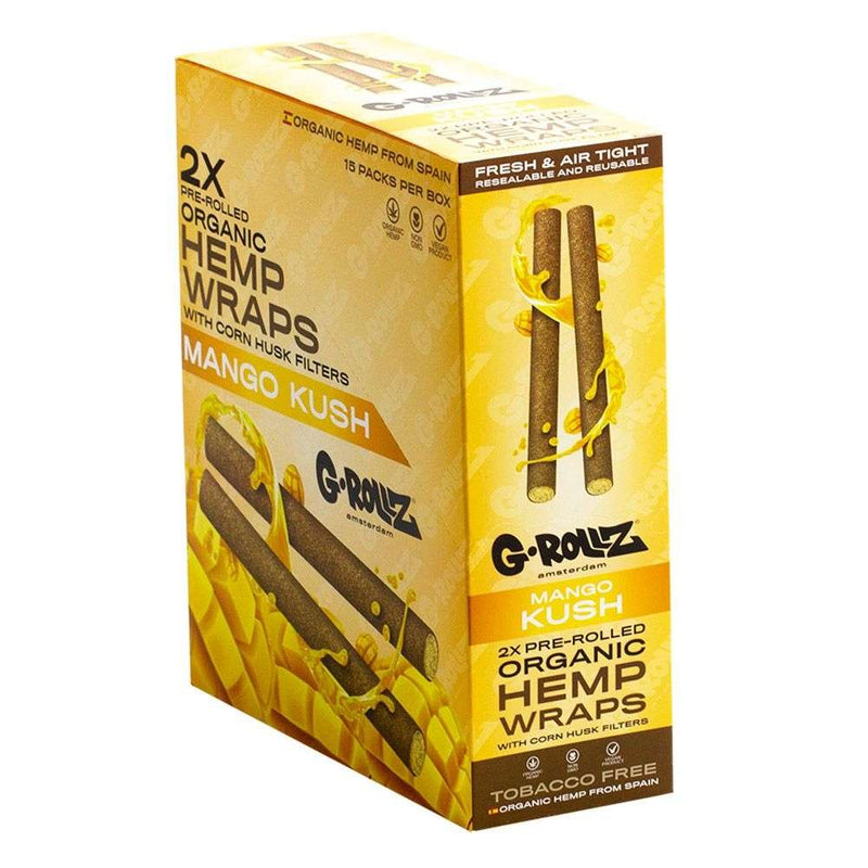 G-Rollz 2x Pre-Rolled Organic Hemp Wraps with Filters (15 Packs per box)