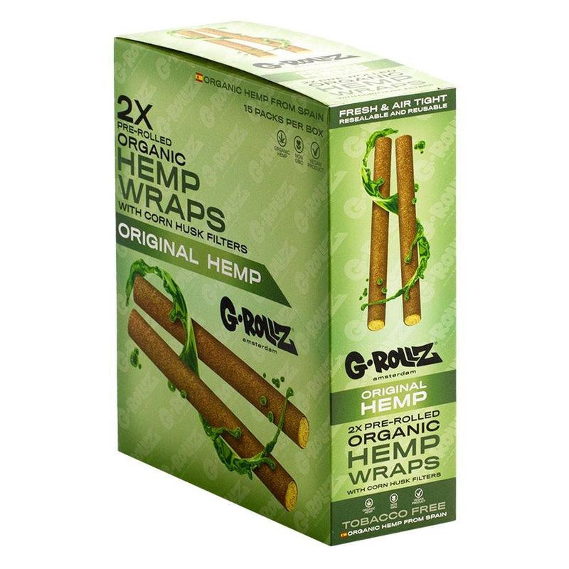 G-Rollz 2x Pre-Rolled Organic Hemp Wraps with Filters (15 Packs per box)