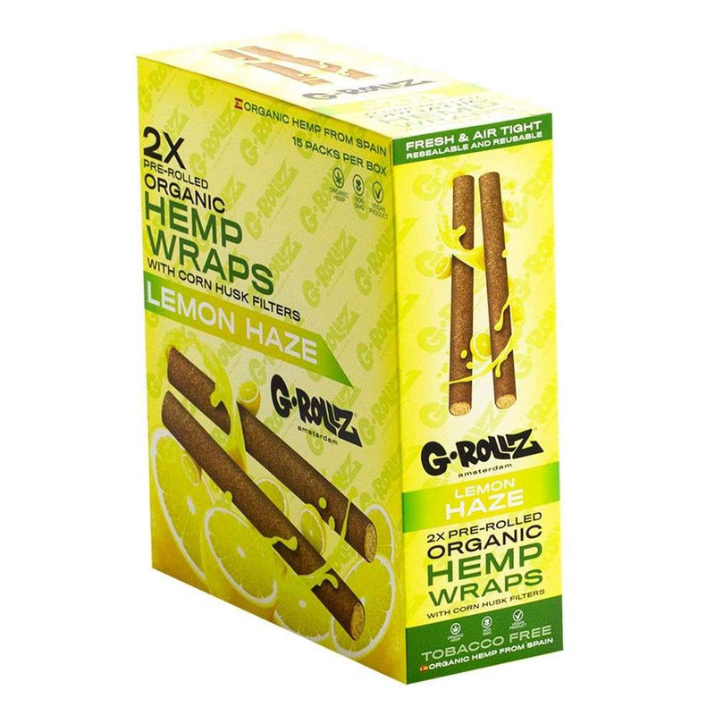 G-Rollz 2x Pre-Rolled Organic Hemp Wraps with Filters (15 Packs per box)