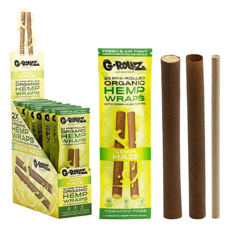 G-Rollz 2x Pre-Rolled Organic Hemp Wraps with Filters (15 Packs per box)