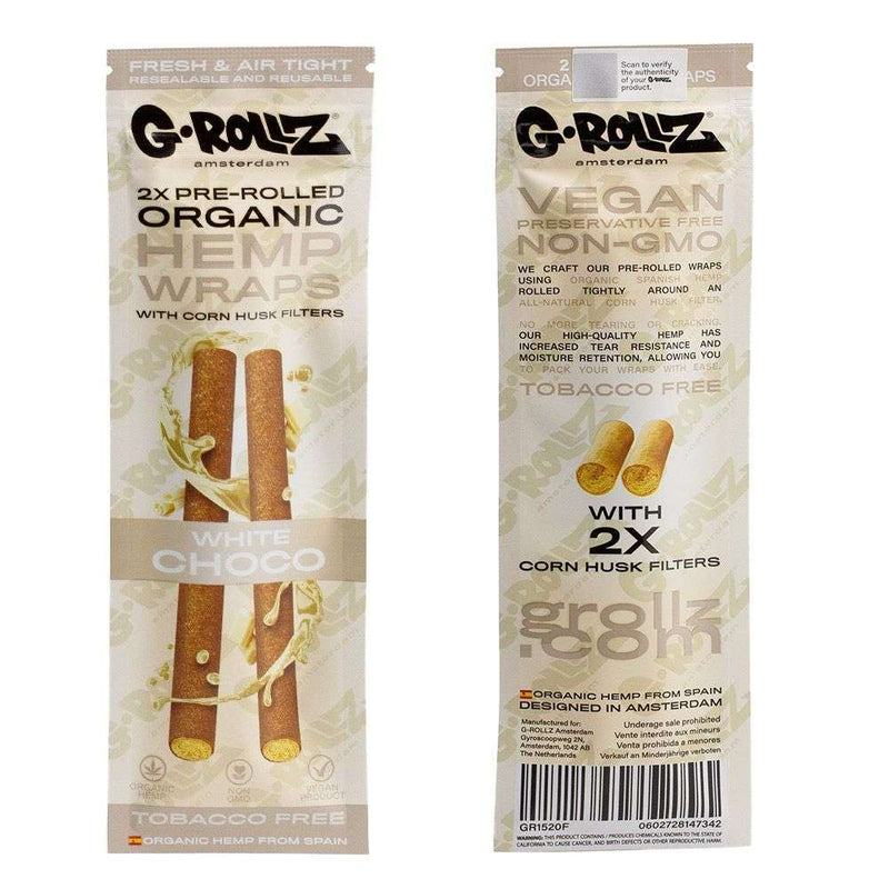 G-Rollz 2x Pre-Rolled Organic Hemp Wraps with Filters (15 Packs per box)