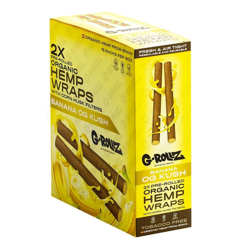 G-Rollz 2x Pre-Rolled Organic Hemp Wraps with Filters (15 Packs per box)