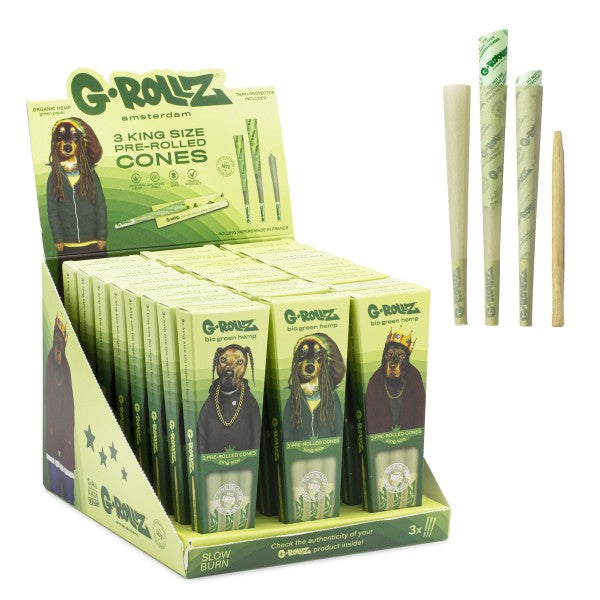 G-ROLLZ | Pets Rock - Organic Green Hemp - 3 KS Cones In Each